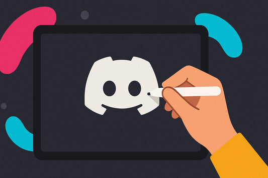 A designer creating a custom Discord emoji on a tablet, illustrating the process of making personalized server emotes.