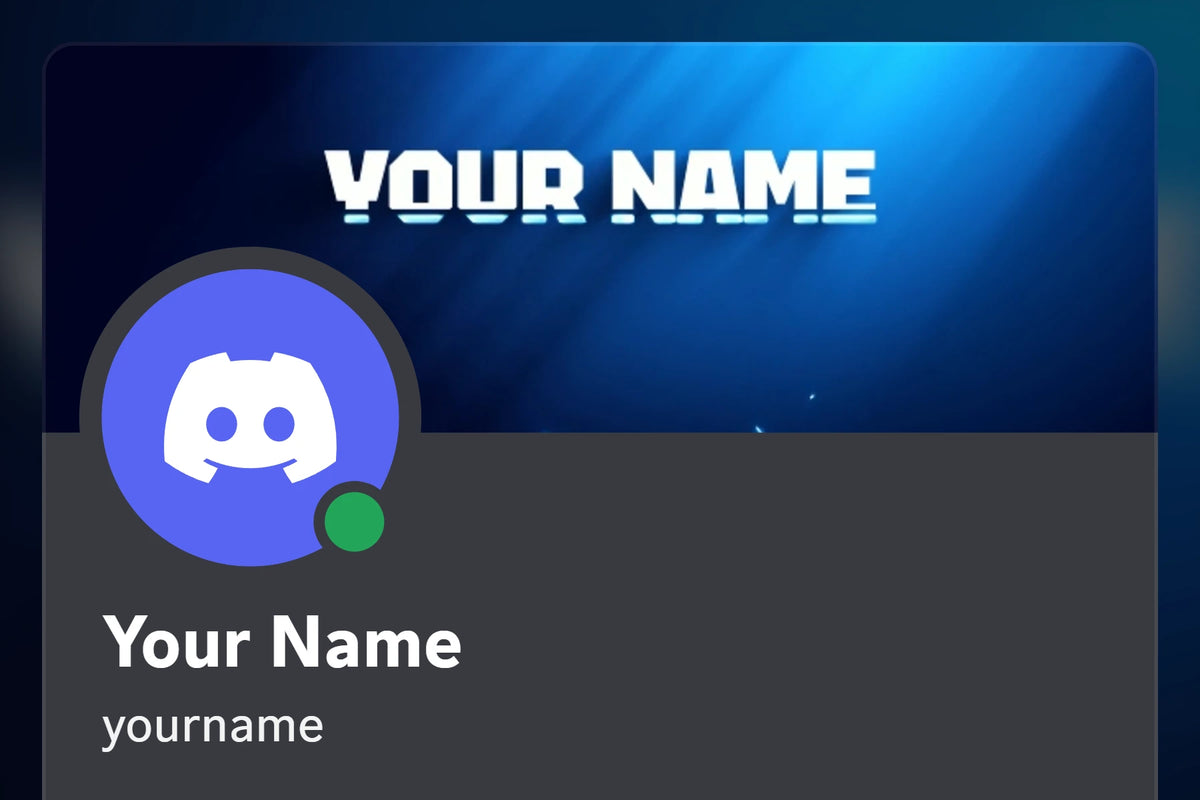 Fuego Discord profile banner, blue, shown on a Discord profile