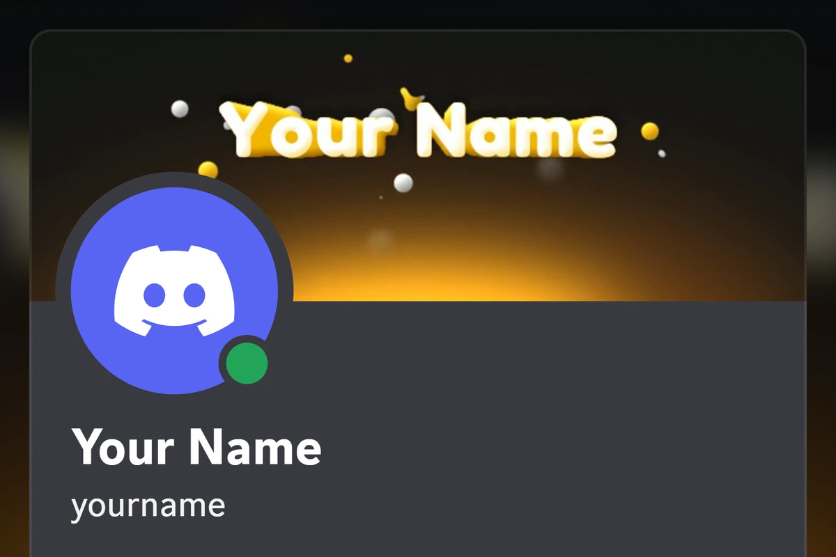 Kinetic Discord profile banner, gold, shown on a Discord profile