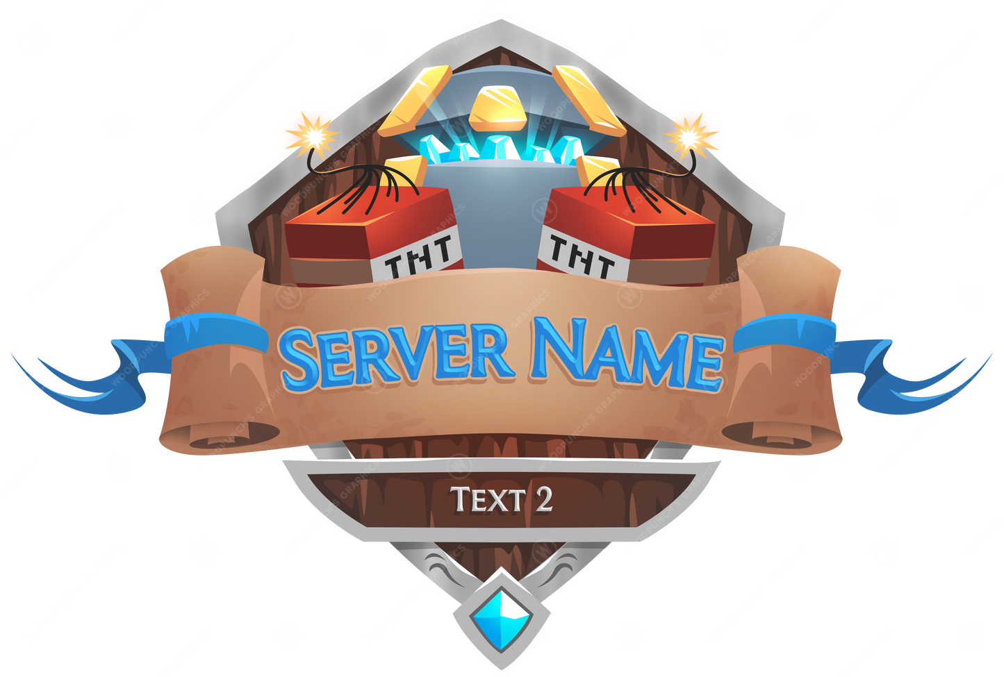 TNT Raiders - Logo de servidor de Minecraft — combinación de colores azul