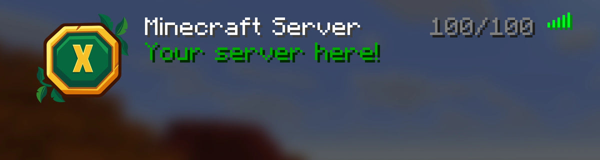 Wildheart icon showcased in the Minecraft server list with Your server here! and 100/100 players