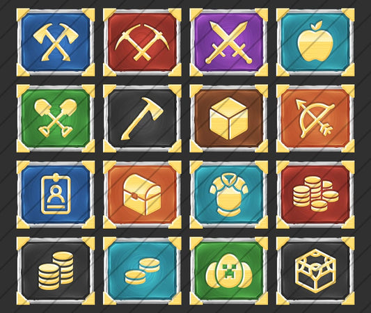 Cuadrícula de iconos coloridos de Buycraft para categorías de la tienda