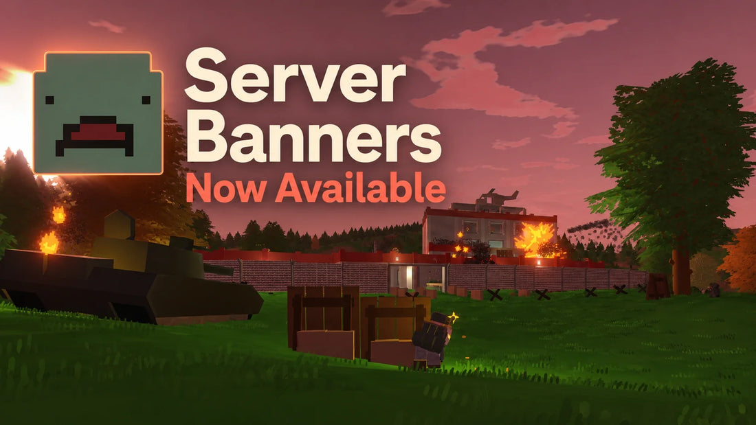 Banners de servidor de Unturned ya disponibles sobre una escena de juego de Unturned al atardecer
