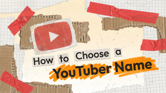 Dadaism mixed-media collage with a YouTube logo, ripped paper, and text reading How to Choose a YouTuber Name.