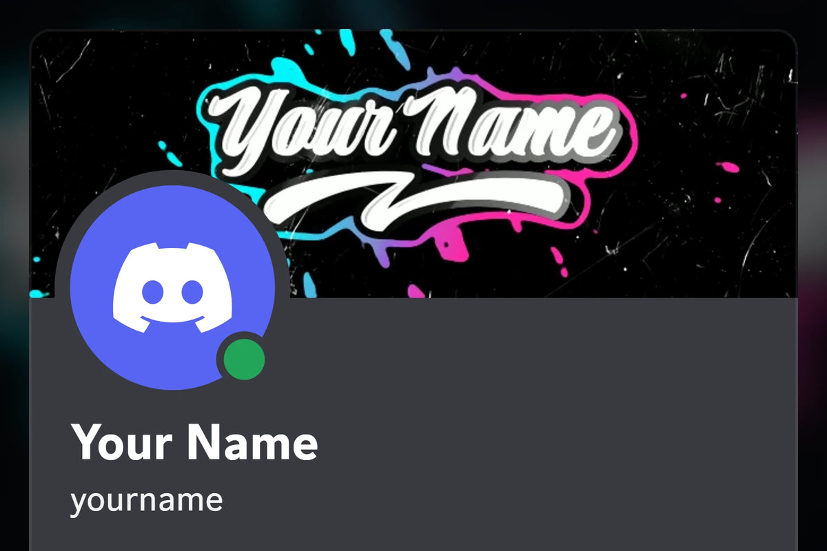 Color Spill Discord profile banner, blue and pink, shown on a Discord profile