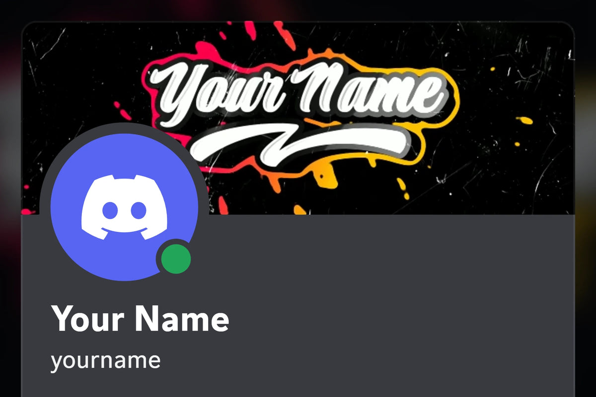 Color Spill Discord profile banner, red and yellow, shown on a Discord profile