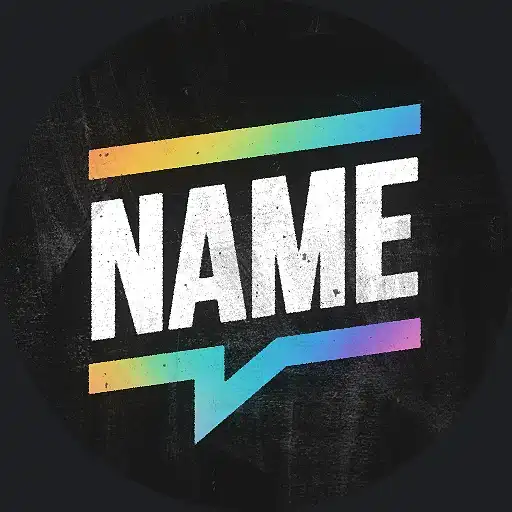 Animated Black circular PFP with 'NAME' text and rainbow-colored lines on a dark background