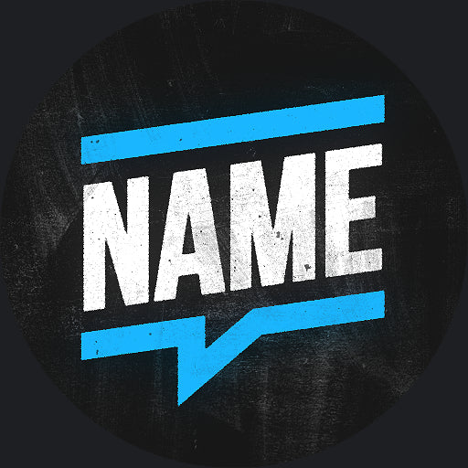 Circular PFP with 'NAME' text and blue lines on a dark background