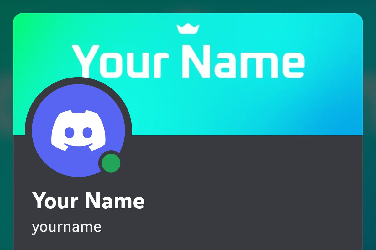 Crown Discord profile banner, cyan, shown on a Discord profile