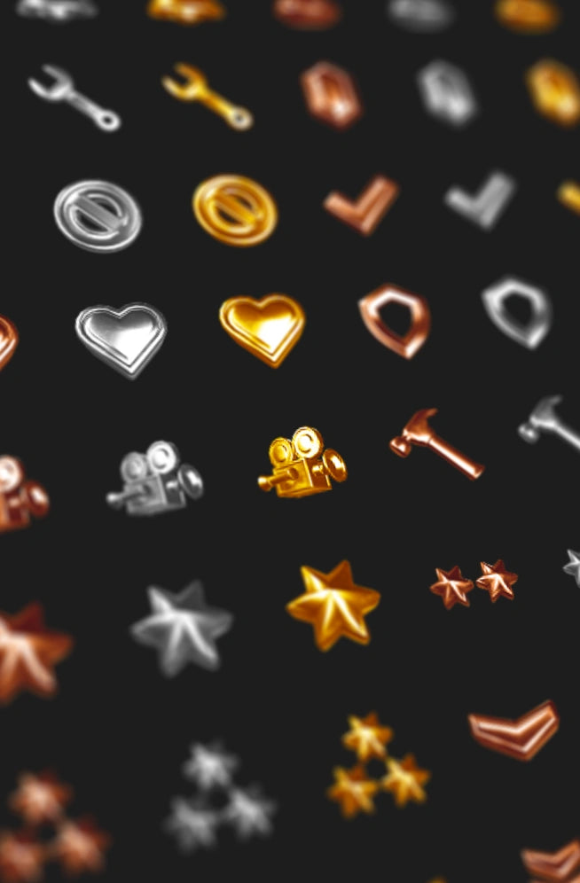 Sammlung verschiedener Discord-Rollen-Icons auf schwarzem Hintergrund