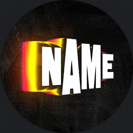 Circular PFP with 'NAME' text and colorful background — red colorway, nitro version