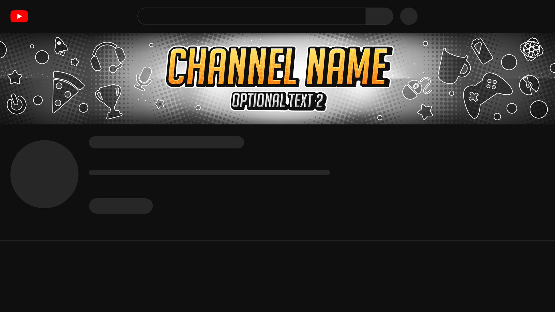 Gaming YouTube Banner Grey