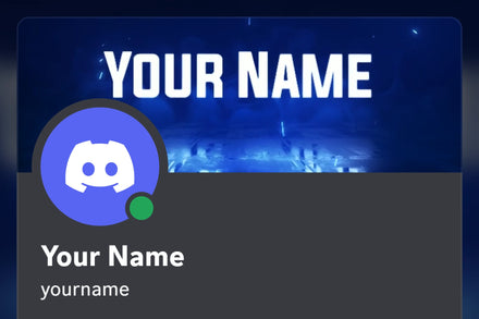 Glitch Discord profile banner, blue, shown on a Discord profile