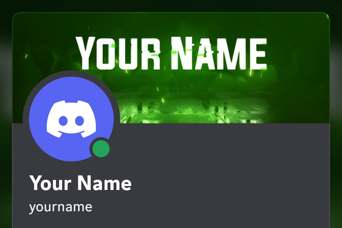 Glitch Discord profile banner, green, animated, shown on a Discord profile