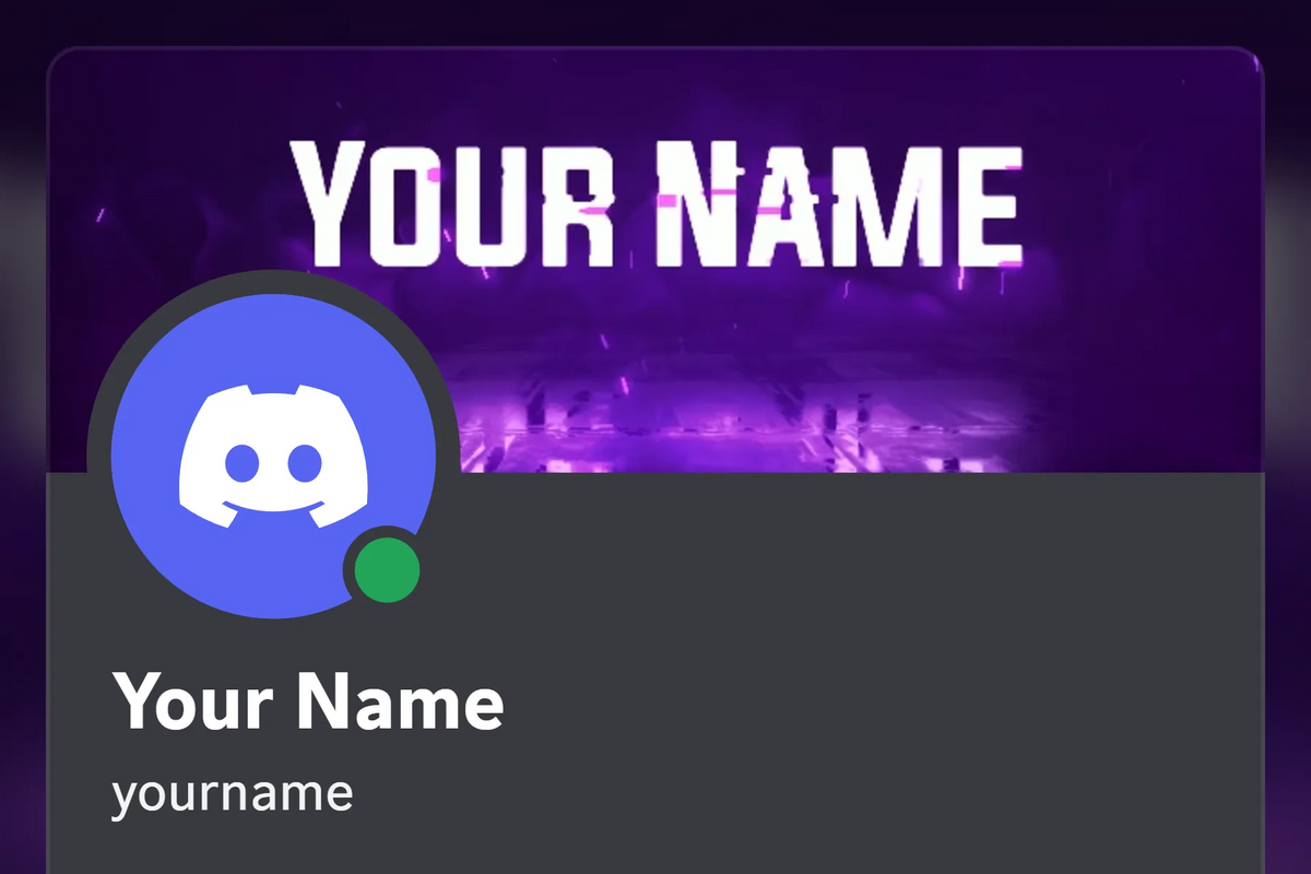 Glitch Discord profile banner, purple, animated, shown on a Discord profile