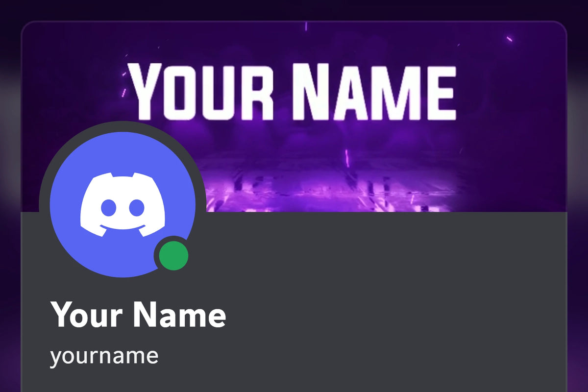 Glitch Discord profile banner, purple, shown on a Discord profile