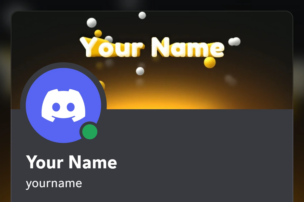 Kinetic Discord profile banner, gold, animated, shown on a Discord profile