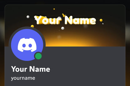 Kinetic Discord profile banner, gold, shown on a Discord profile