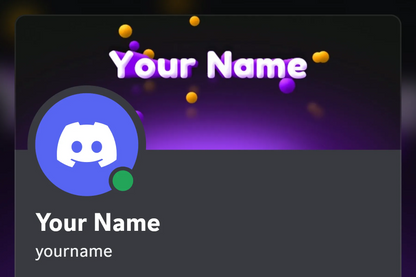 Kinetic Discord profile banner, purple and gold, animated, shown on a Discord profile