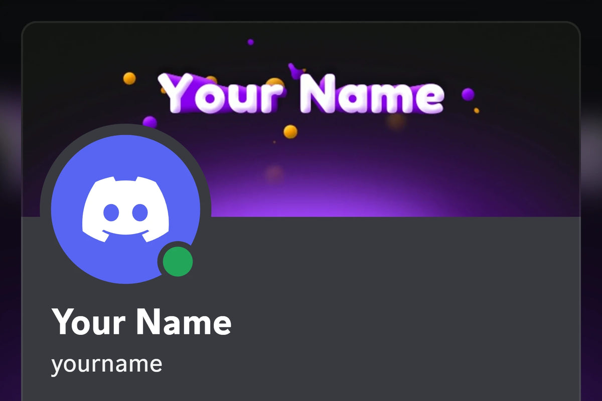 Kinetic Discord profile banner, purple and gold, shown on a Discord profile