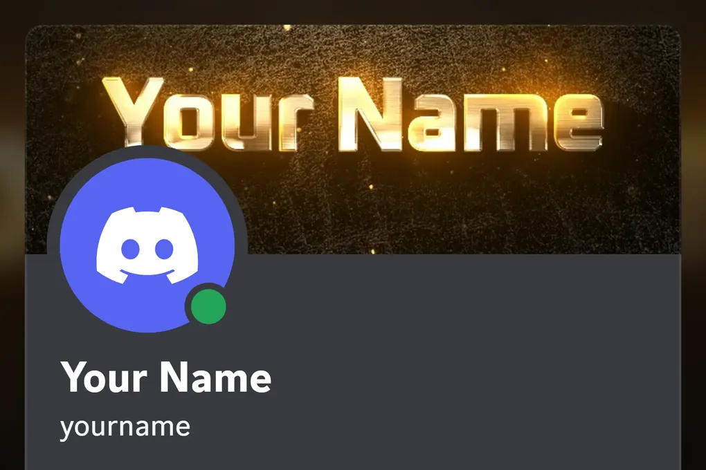 Luster Discord profile banner, gold, animated, shown on a Discord profile