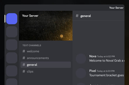 Luster Discord server banner, gold, shown in a Discord server