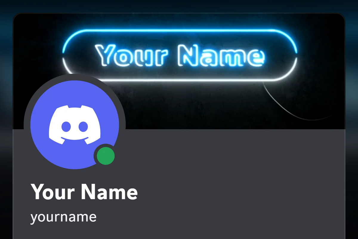 Neon Discord profile banner, blue, animated, shown on a Discord profile