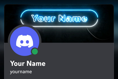 Neon Discord profile banner, blue, animated, shown on a Discord profile