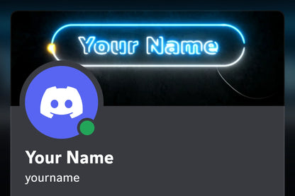 Neon Discord profile banner, blue, shown on a Discord profile