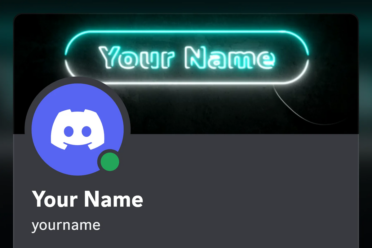 Neon Discord profile banner, cyan, animated, shown on a Discord profile