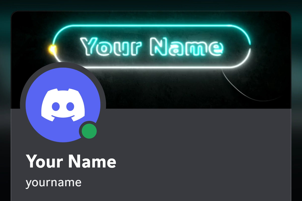 Neon Discord profile banner, cyan, shown on a Discord profile