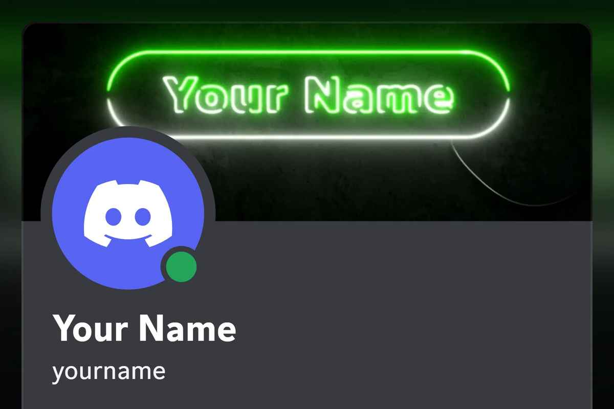 Neon Discord profile banner, green, animated, shown on a Discord profile