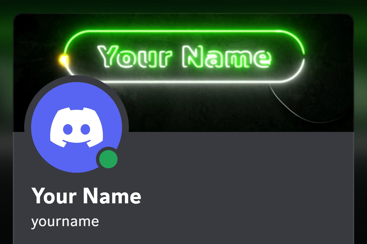 Neon Discord profile banner, green, shown on a Discord profile