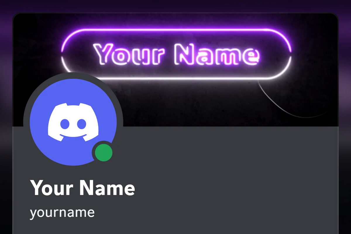 Neon Discord profile banner, purple, animated, shown on a Discord profile