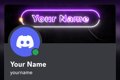 Neon Discord profile banner, purple, shown on a Discord profile