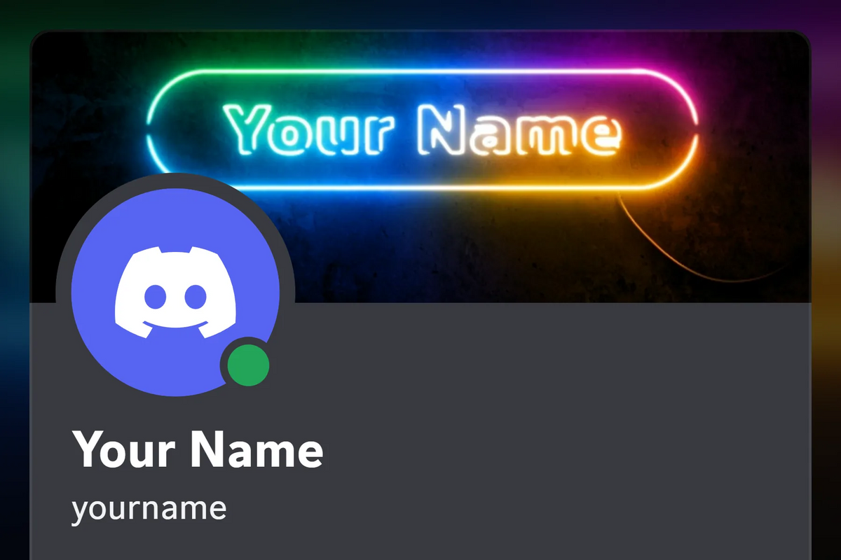 Neon Discord profile banner, rainbow, animated, shown on a Discord profile