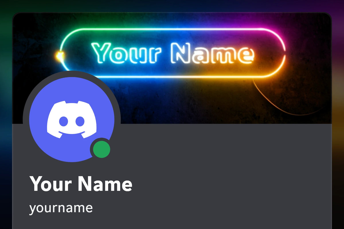 Neon Discord profile banner, rainbow, shown on a Discord profile