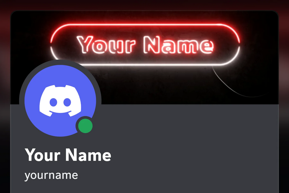 Neon Discord profile banner, red, animated, shown on a Discord profile
