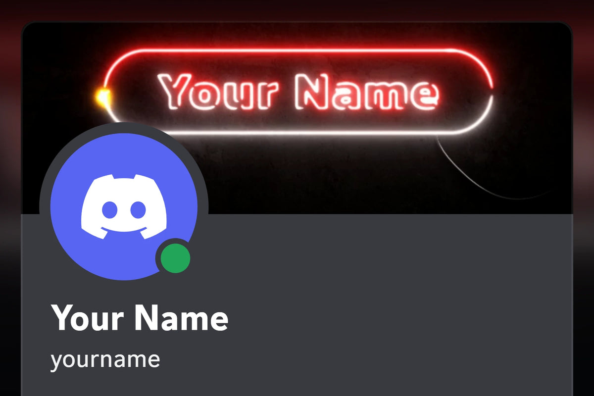 Neon Discord profile banner, red, shown on a Discord profile