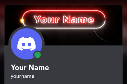 Neon Discord profile banner, red, shown on a Discord profile