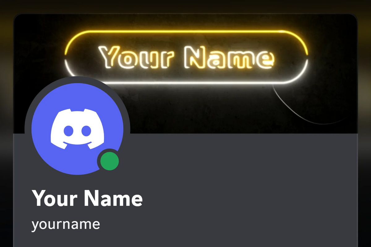 Neon Discord profile banner, yellow, animated, shown on a Discord profile
