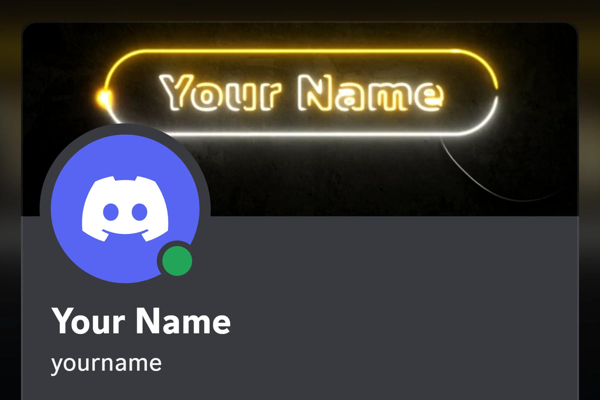 Neon Discord profile banner, yellow, shown on a Discord profile
