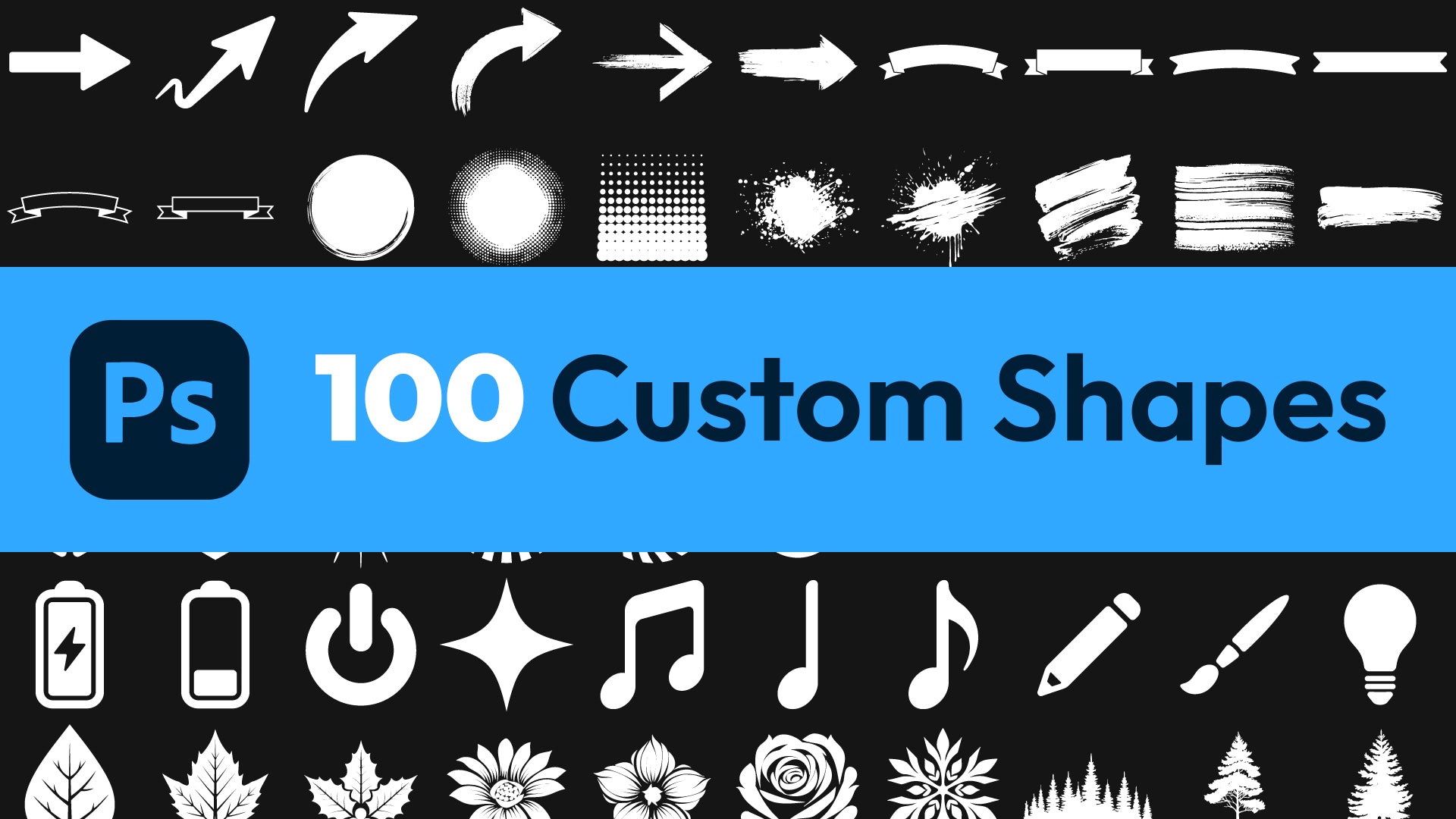 Photoshop Shapes Pack: 100 Essential Shapes – Woodpunch's Graphics Shop