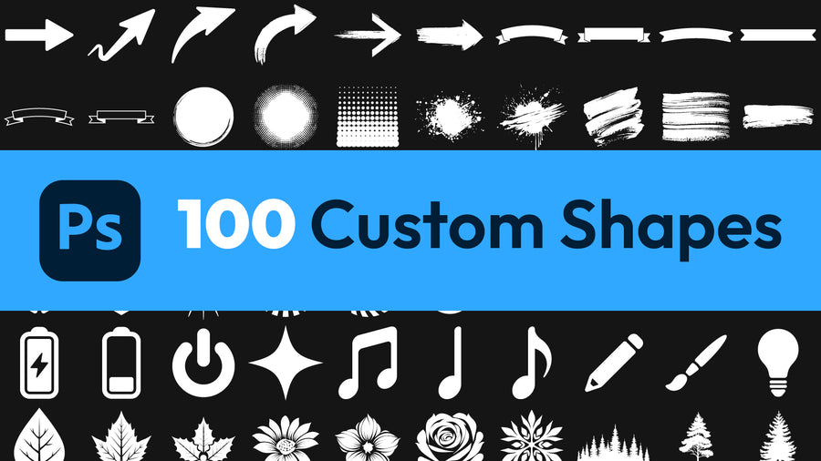 Preview of the 100 Photoshop Shapes Pack