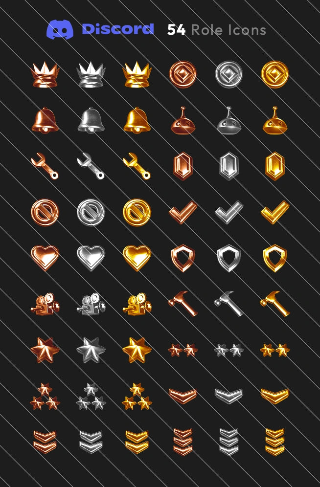 Collection of Discord role icons on a dark background