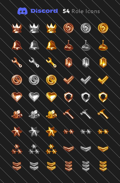 Collection of Discord role icons on a dark background