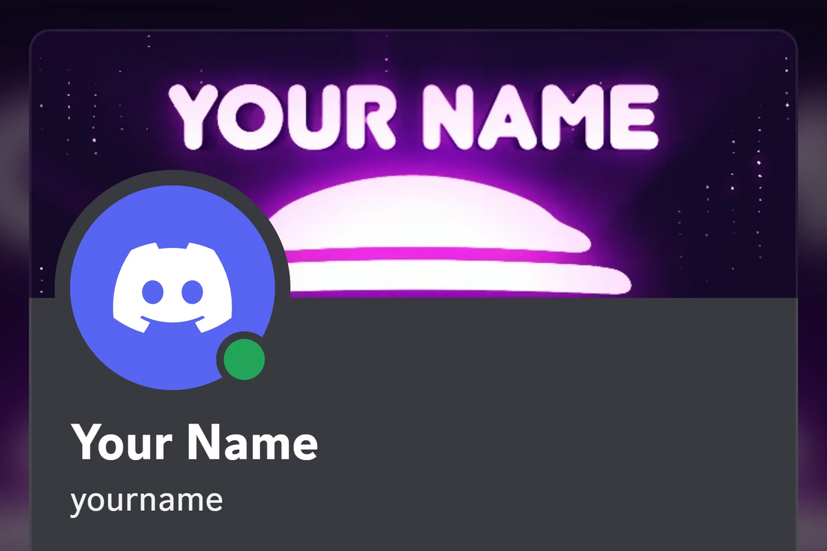 Retro Discord profile banner, purple, animated, shown on a Discord profile