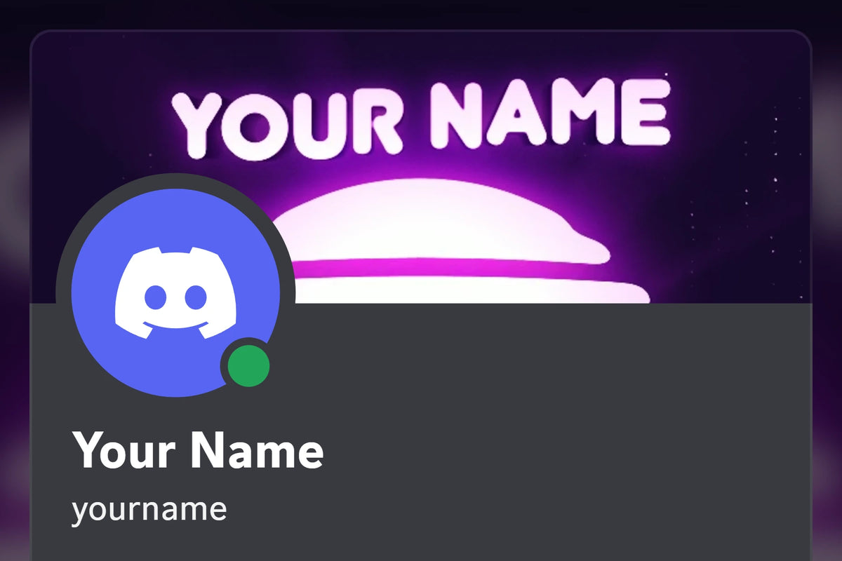 Retro Discord profile banner, purple, shown on a Discord profile
