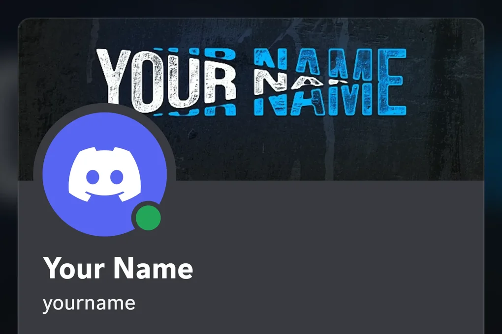 Split Discord profile banner, blue, animated, shown on a Discord profile