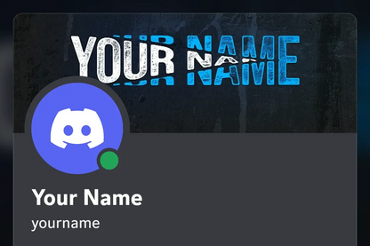 Split Discord profile banner, blue, animated, shown on a Discord profile